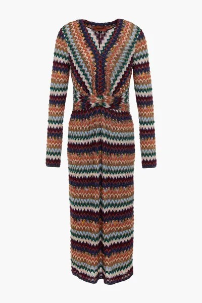 Платье миди крючком с закрученным передом и эффектом металлик Missoni, мерло