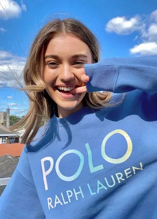 Эксклюзивный голубой свитшот с круглым вырезом Polo Ralph Lauren x Asos-Синий