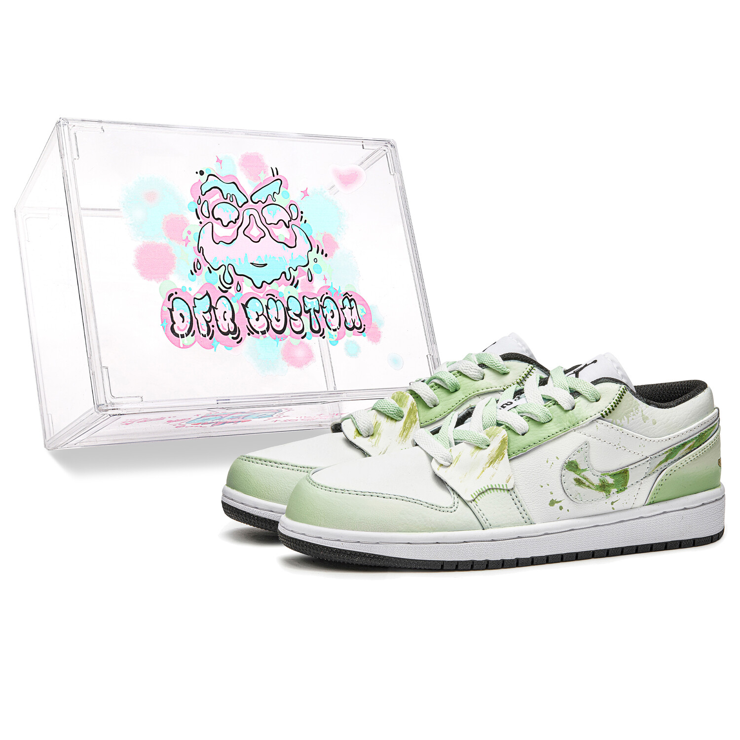 Кроссовки Air Jordan 1 Vintage Basketball Shoes Women's Low-top White/green, зеленый