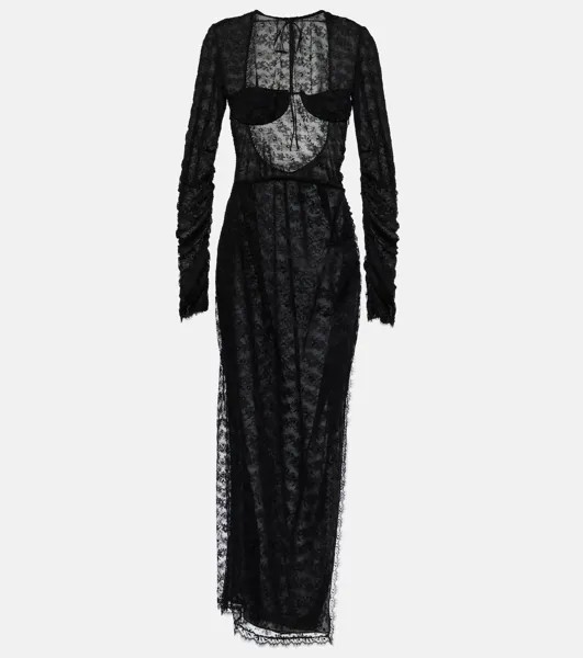 Кружевное платье макси Alessandra Rich, черный