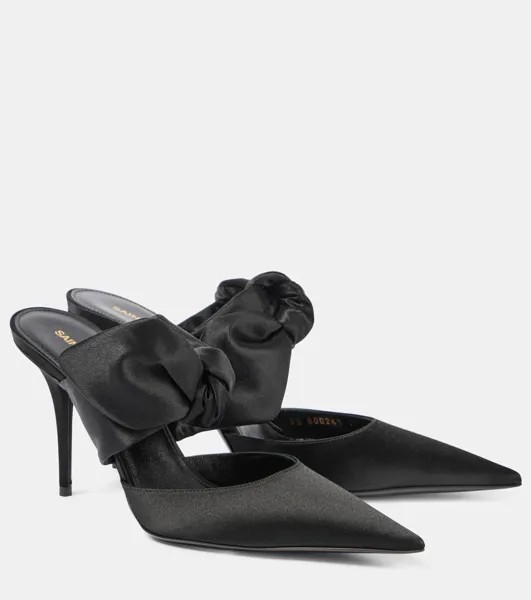 Атласные мюли Barbara 90 Saint Laurent, цвет black/black