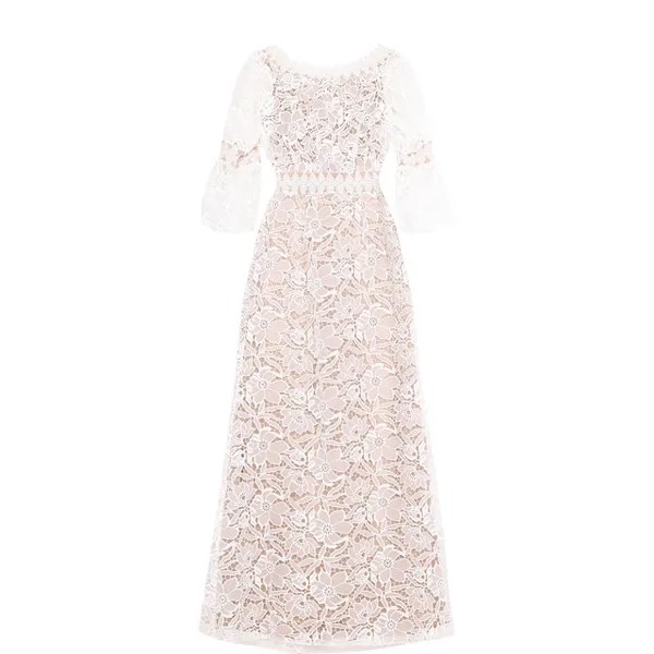 Приталенное кружевное платье-макси Tadashi Shoji