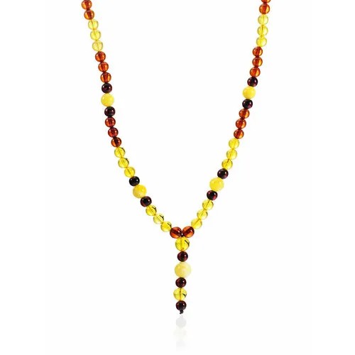 Бусы AmberHandmade, янтарь, длина 66 см, бордовый, желтый