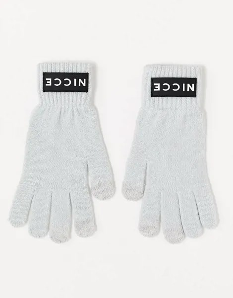 Серые перчатки с логотипом Nicce-Серый