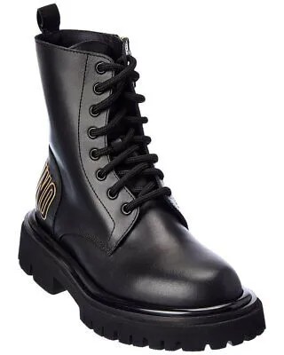 Женские кожаные ботинки с логотипом Moschino, черные 38