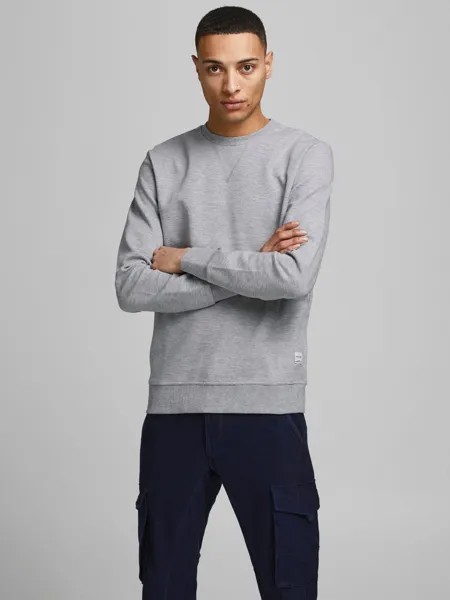 Толстовка Jack & Jones Basic Sweater Langarm Rundhals Pullover JJEBASIC, серый