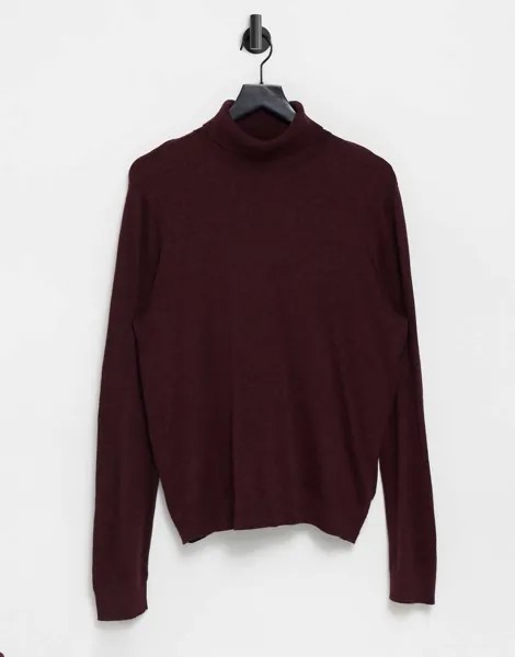 Бордовая вязаная водолазка Topman Considered Essential-Красный
