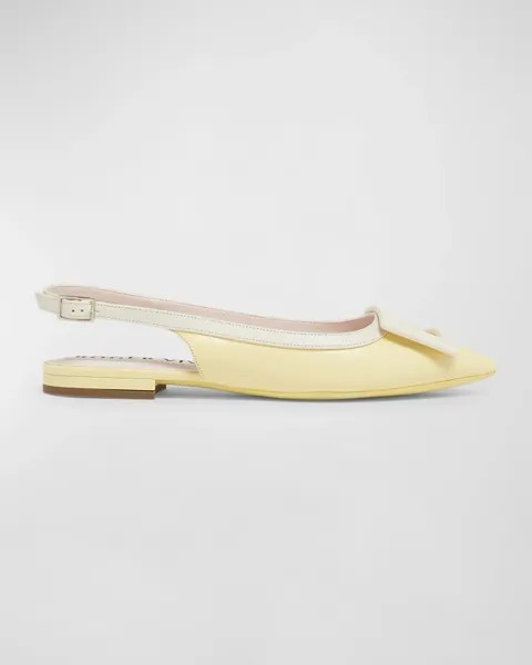 Двухцветные балетки Grommettine с пяткой на пятке Roger Vivier, цвет Yellow/White