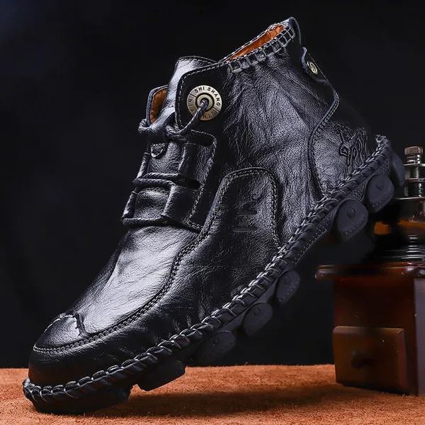 Мужская повседневная обувь Подлинная кожа Оксфорд обувь для мужчин рука сшивание лодыжки Chukka сапоги Браун Работа сапоги