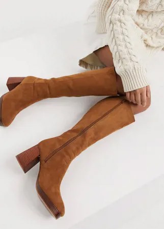 Светло-коричневые высокие сапоги на платформе и блочном каблуке ASOS DESIGN Clarity-Коричневый цвет