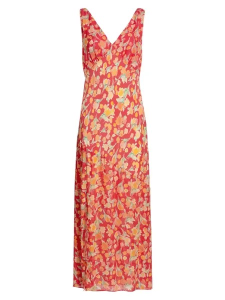 Платье макси с цветочным принтом Moniq Rixo, коралловый