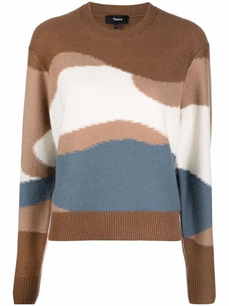 Theory colour-block cashmere jumper