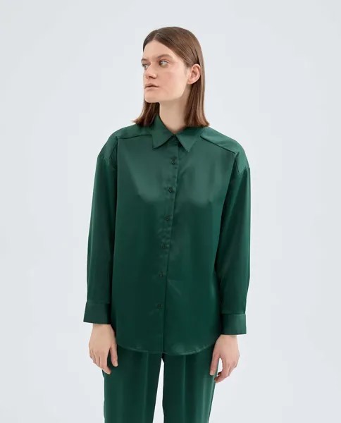 Атласная женская рубашка с длинным рукавом Compañía Fantástica, зеленый
