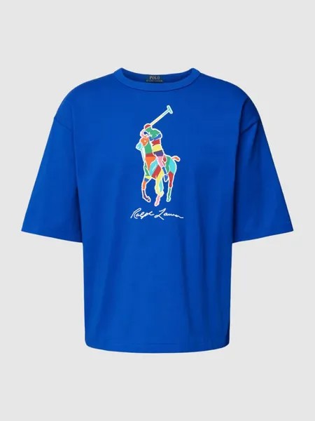 Футболка с логотипом и принтом этикетки Polo Ralph Lauren, синий