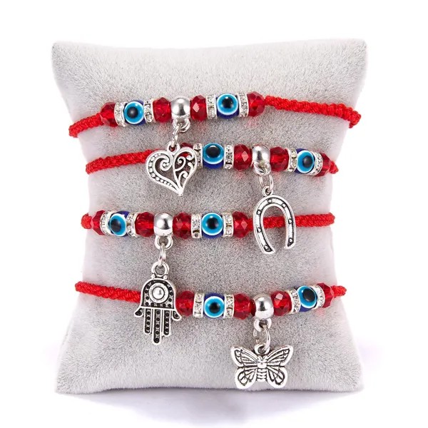 Lucky Eye Blue Evil Eye Charms Браслет Красная нить Веревка Пара Дружба Браслет Женщины Мужчины Ручная работа Желание Ювелирные изделия Подарок