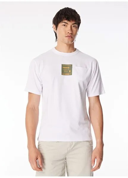 Белая меланжевая мужская футболка с круглым вырезом K5127FW_FANTOME PRINT-POCKET K-Way, белый
