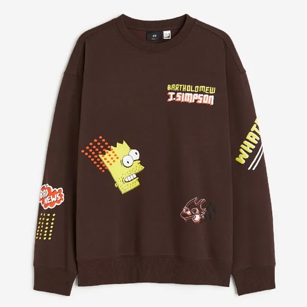 Свитшот H&M Relaxed Fit The Simpsons, темно-коричневый