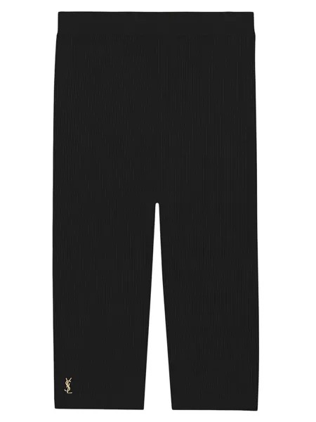 Трикотажные шорты в рубчик Saint Laurent, черный