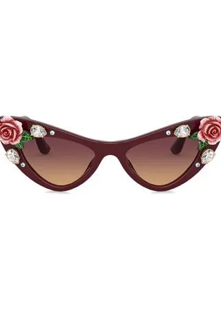 Dolce & Gabbana Eyewear солнцезащитные очки Tropical Rose в оправе 'кошачий глаз'