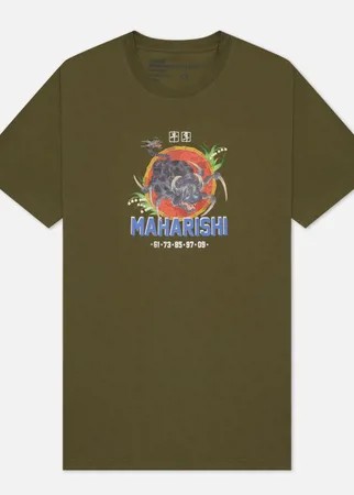 Мужская футболка maharishi Year Of The Spider Ox, цвет оливковый, размер XL