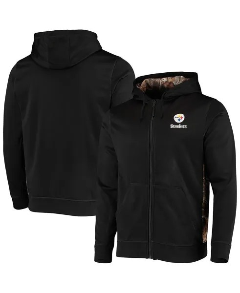 Мужская черная толстовка с капюшоном realtree camo pittsburgh steelers decoy tech fleece с молнией во всю длину Dunbrooke, мульти