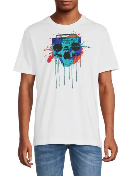 Футболка классического кроя с графическим рисунком Boom Box Skull Robert Graham, белый