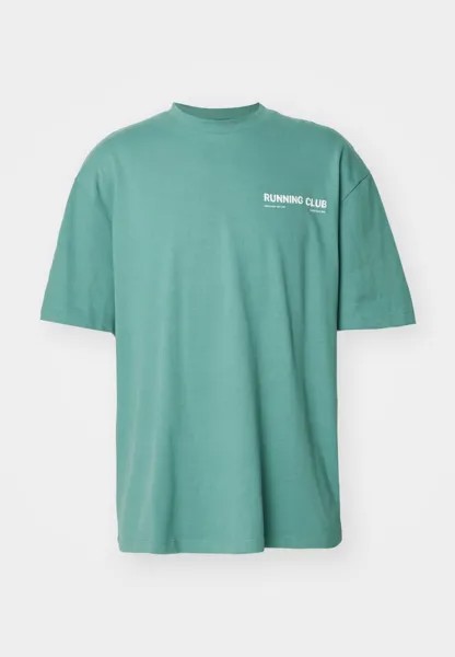 Футболка с принтом Jprblaharvey Running Tee Crew Neck Unisex Jack & Jones, темно-зеленый