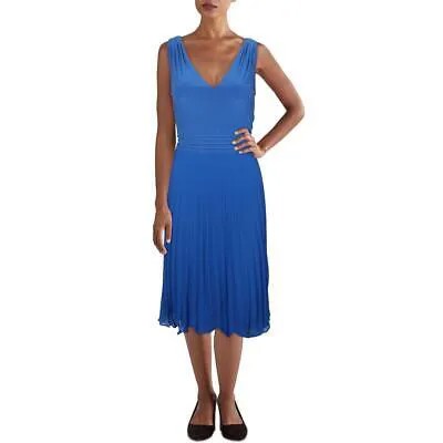 Adrianna Papell Женское синее коктейльное платье миди с поясом и праздничным платьем 8 BHFO 4023