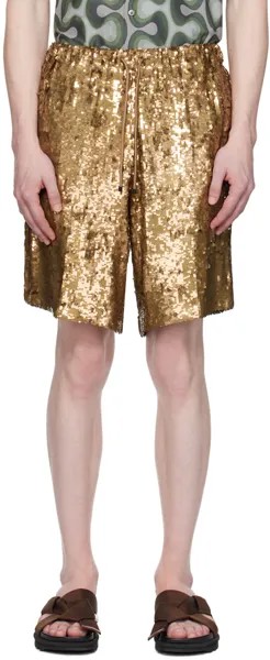 Золотые шорты с украшением Dries Van Noten