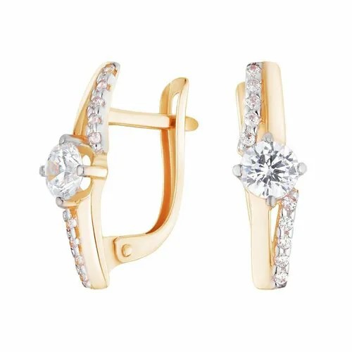 Серьги Ювелир Карат 1126470, красное золото, 585 проба, фианит
