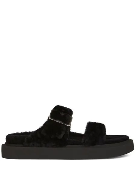 Giuseppe Zanotti шлепанцы Furry с пряжками, черный