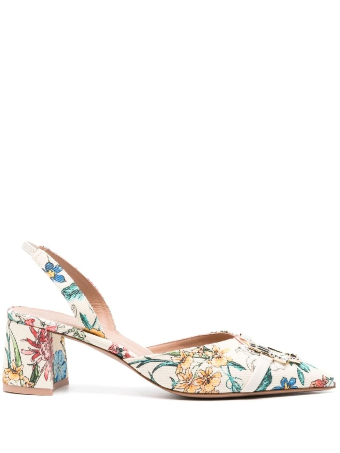 Malone Souliers мюли Floral Cream 60 с ремешком на пятке, нейтральный цвет