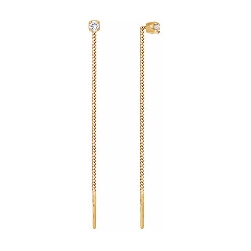 Серьги цепочки Diamant online, золото, 585 проба, фианит, длина 6 см