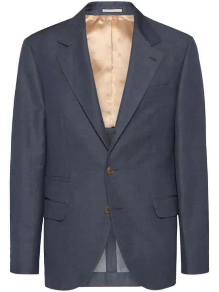 Brunello Cucinelli однобортный пиджак из смесовой шерсти, серый