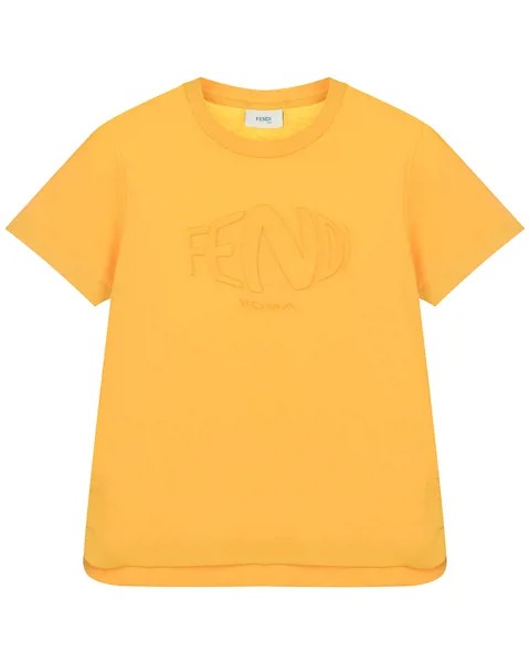 Желтая футболка с логотипом в тон Fendi детская