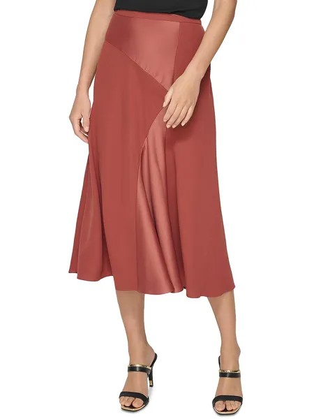 Женская асимметричная юбка макси с атласной отделкой DKNY, цвет Brick Lane