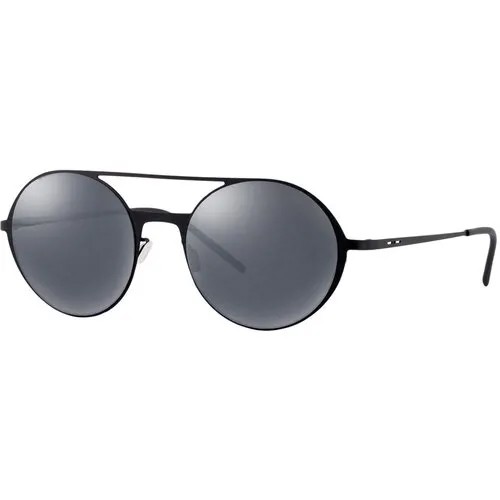 Солнцезащитные очки Italia Independent, круглые, оправа: металл, с защитой от УФ, зеркальные, черный