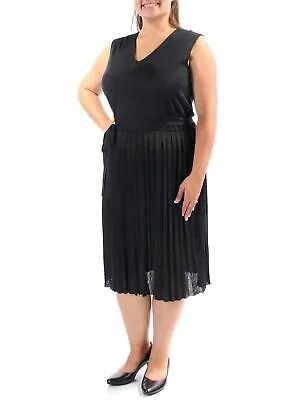 SONIA RYKIEL Черное плиссированное платье-гармошка без рукавов с поясом и поясом 44