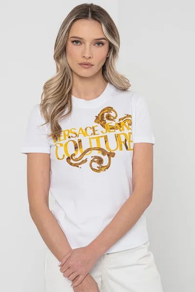 Хлопковая футболка для тела Versace Jeans Couture, белый