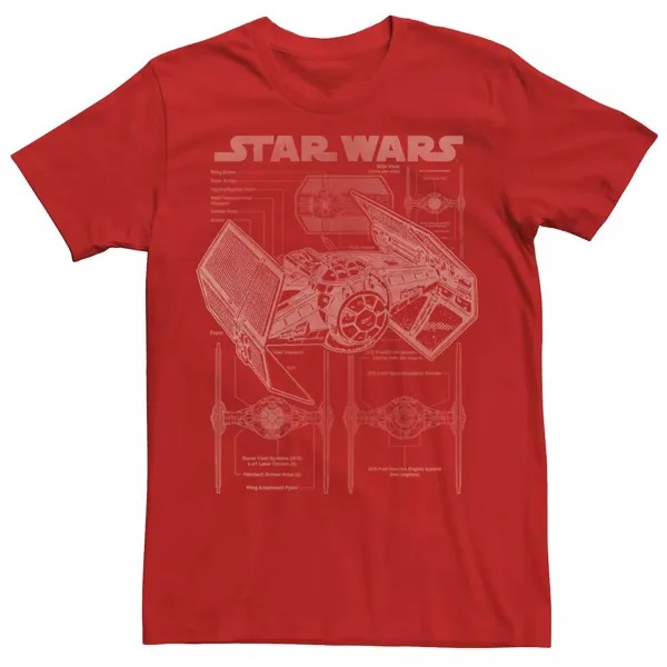 Мужская футболка TIE Fighter Blueprint Schematics Star Wars