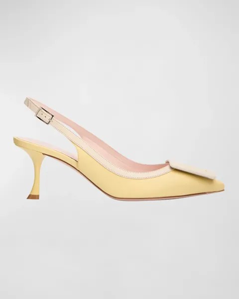 Двухцветные туфли Viv In The City с пяткой на пятке Roger Vivier, цвет Yellow/White