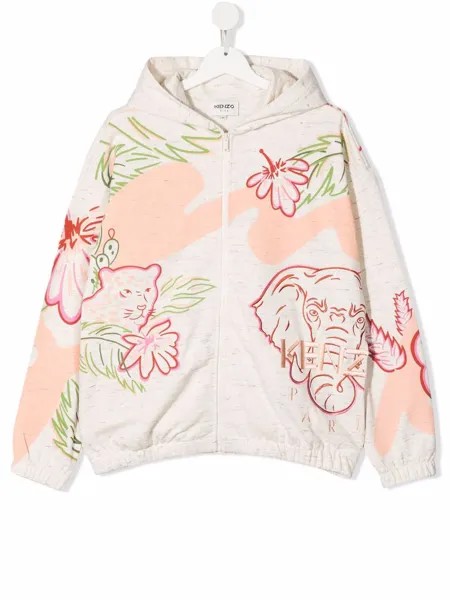 Kenzo Kids худи на молнии с графичным принтом