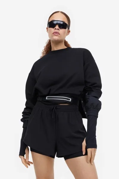 Двойные шорты для бега DryMove H&M, черный