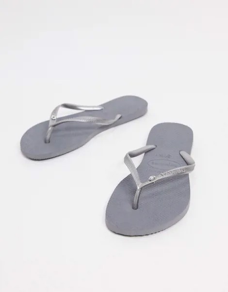 Шлепанцы с отделкой серебристого цвета Havaianas-Серебряный