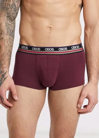 Бордовые короткие боксеры-брифы с фирменным поясом ASOS DESIGN-Красный