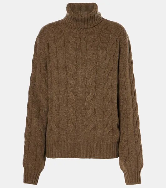 Водолазка из кашемира с косичной вязкой Napier Loro Piana, цвет aurora brown