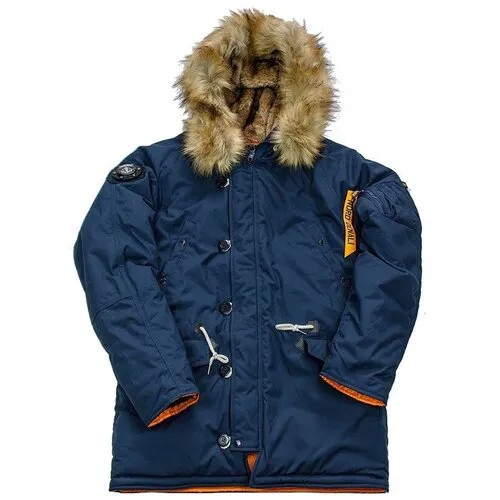 Аляска NORD DENALI зимняя, внутренний карман, капюшон, карманы, манжеты, размер 54, оранжевый, синий
