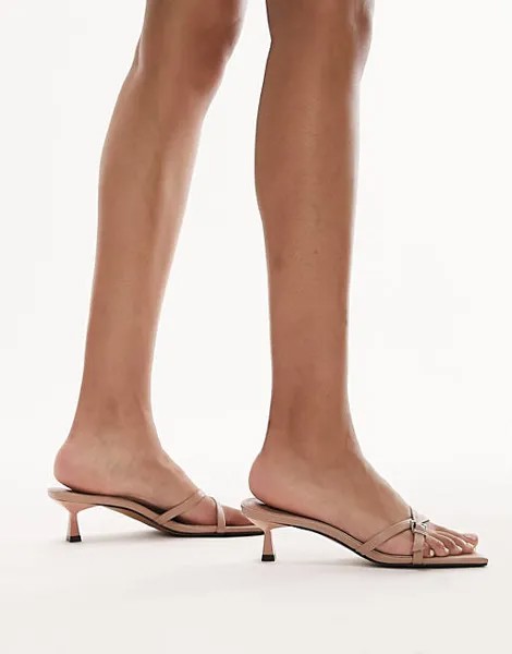 Туфли на каблуке премиум-класса из кожи Topshop с пряжкой цвета норки