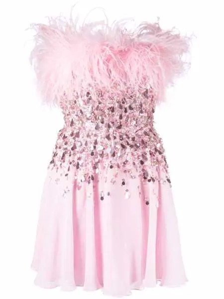 Jenny Packham платье мини Pearl с перьями