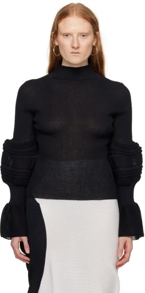Черный свитер с ветками сборки Issey Miyake